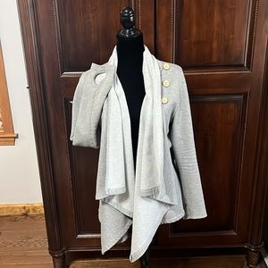 Grey Swetshirt Open Cardigan